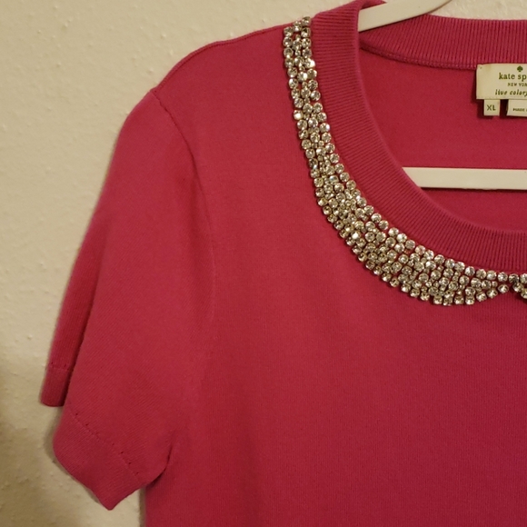 Kate Spade Pink Embellished Top Size XL - Picture 4 of 6